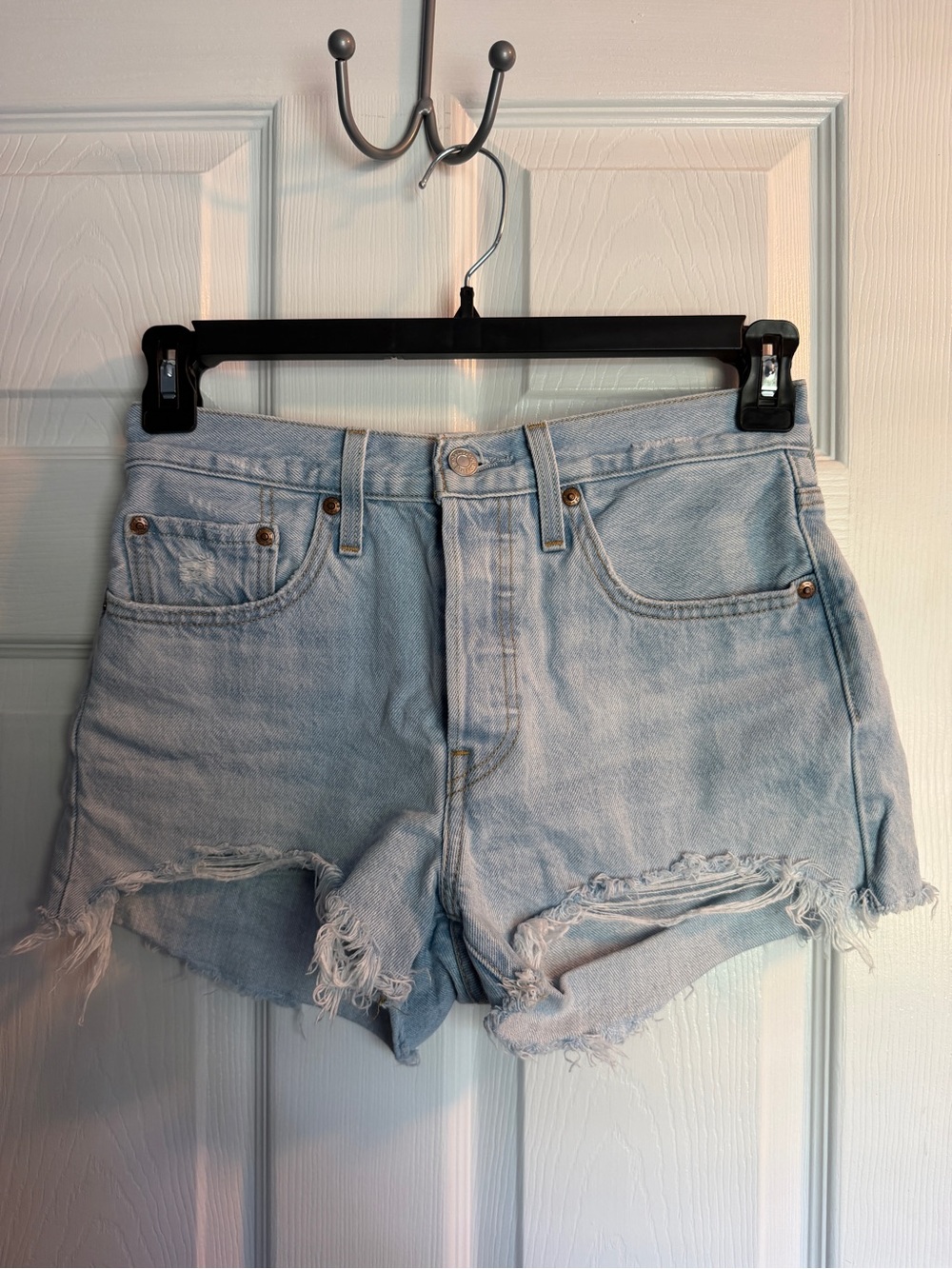 Levi's Light Blue Distressed Denim Cutoff Shorts